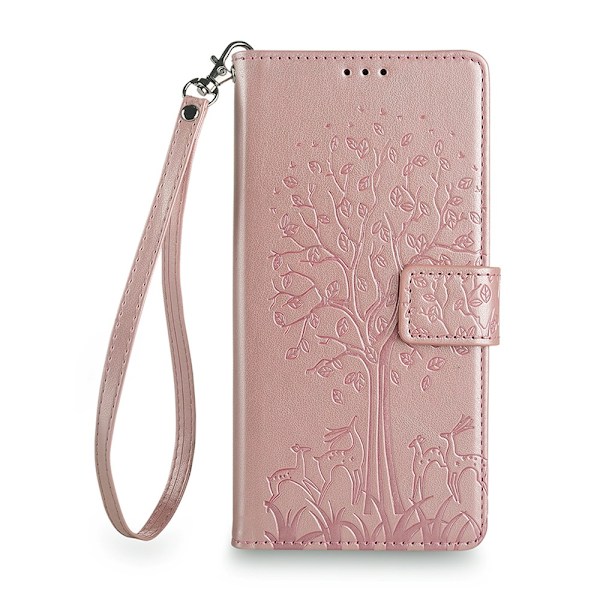 Etui til iPhone 16 Plus Rosaguld Flip Stand Wallet med Kortholder