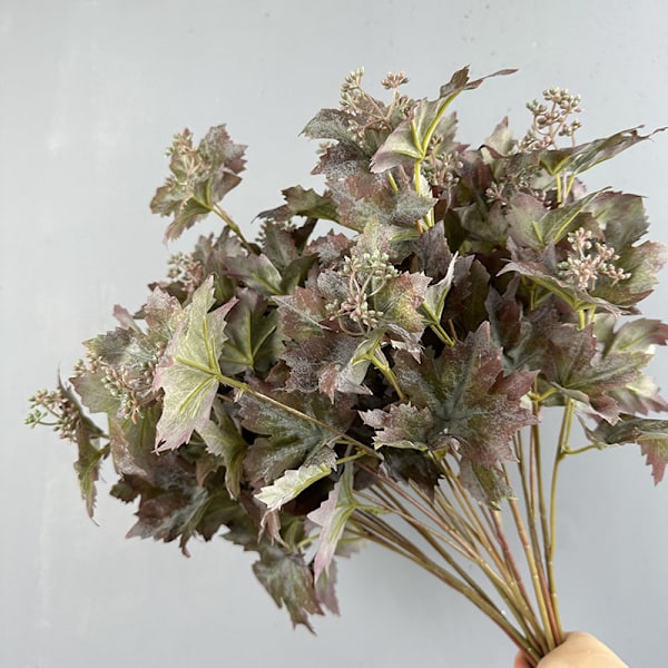 Kunstig lønneblad, enkel stilk for bryllupsdekor, fotograferingsrekvisitter Maple leaf short branch green