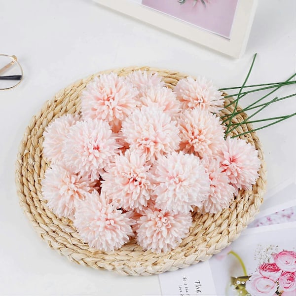 10 stk. Silkekrysantemum Ball Buketter Hortensia for Bryllup Champagne