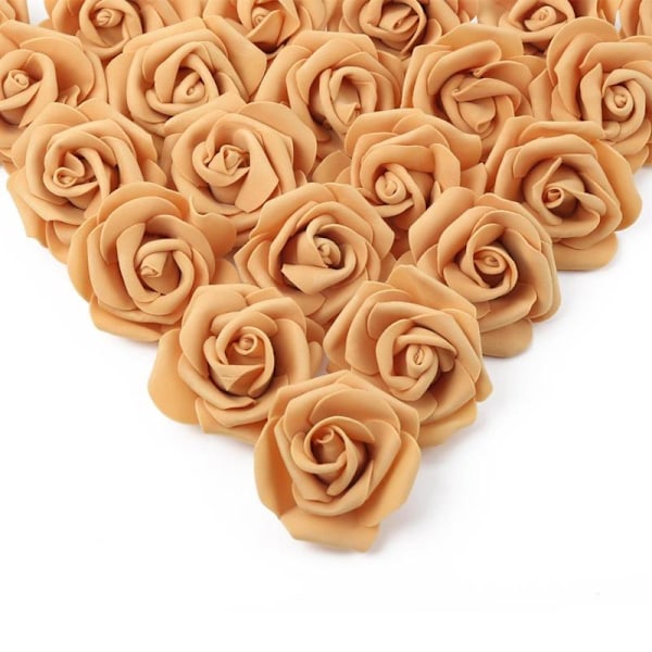 100 stk. Kunstige roser, falske roser, naturtro skumblomsterhoder for DIY-senterstykker og arrangementer Gold