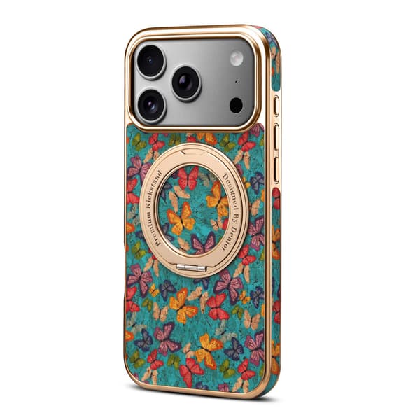 Fodral för iPhone 14 Pro Max Stativ Lädertextur Anti-fingeravtryck Blå