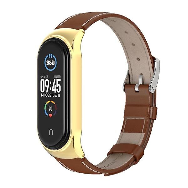 Brun Gull Brun Gull kompatibel med Xiaomi Mi Band 6 / 5 / 4 / 3 Klokkereim i kuskinn