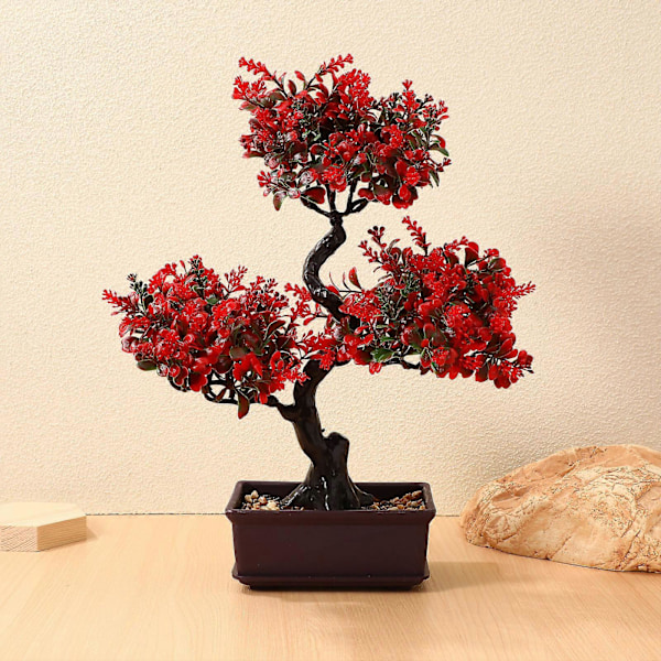 Kunstig Bonsai Tre Fake Plante i Potte Faux Bonsai Potteplante Ornament for Innendørs Hjemmekontor Utendørs Hage