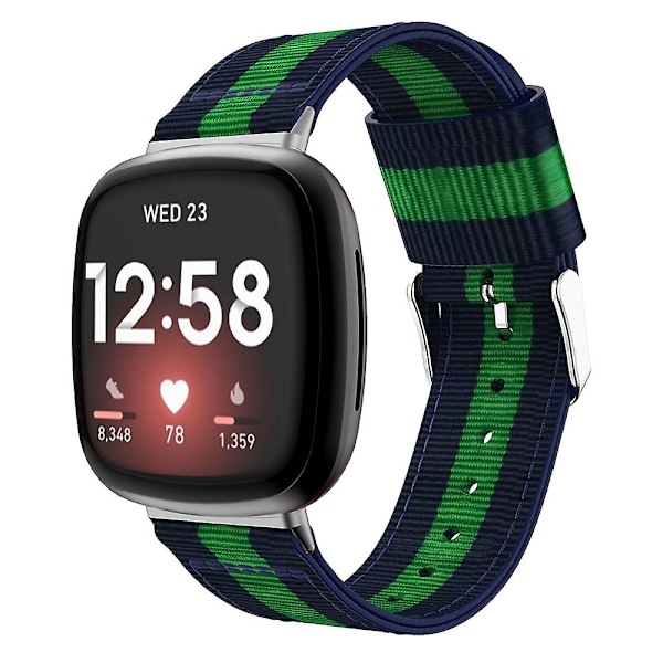 Grønn Svart Grønn Svart kompatibel med Fitbit Versa 3 Nylon Klokkereim
