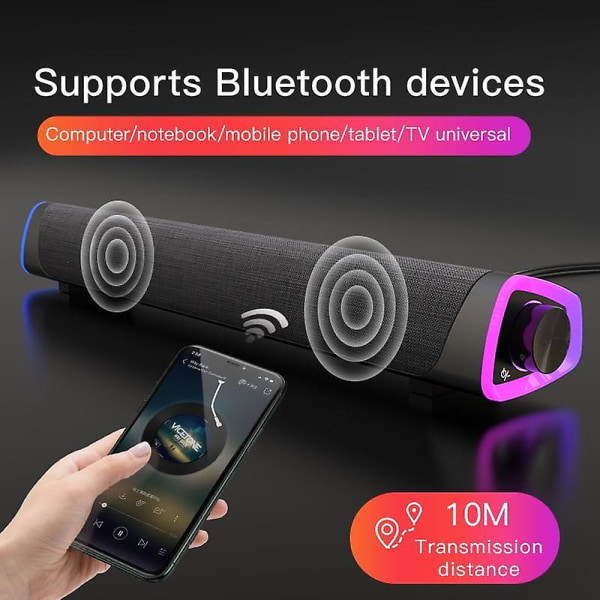 3d Surround Soundbar Dator trådbunden Bluetooth högtalare Bluetooth black