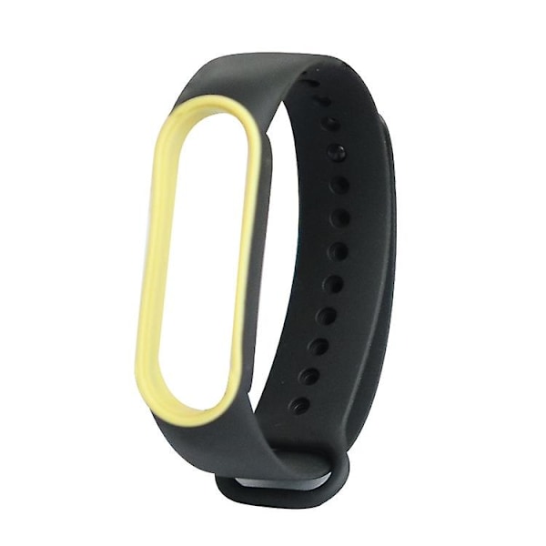 Musta Keltainen Musta Keltainen yhteensopiva Xiaomi Mi Band 5:n kanssa Kaksivärinen Tpe-ranneke