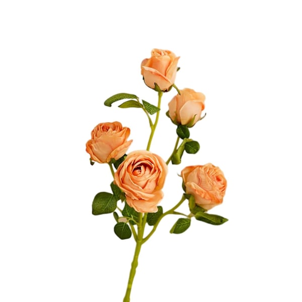 Konstgjord Blomma Fräschhållande Inte Vissnande DIY 5 Huvuden Rosor Faux Sidenblomma för Bröllop Orange