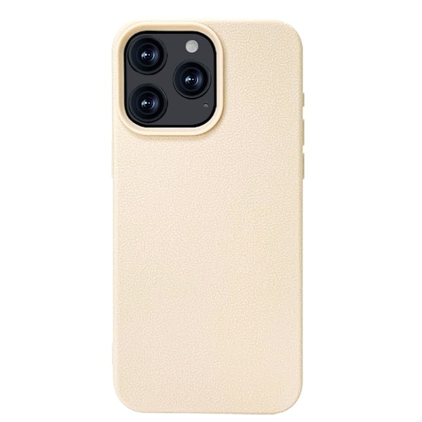 Etui til iPhone 16 PRO6.3 Imitation læder-beige Tekstureret PU Læder Pebbled