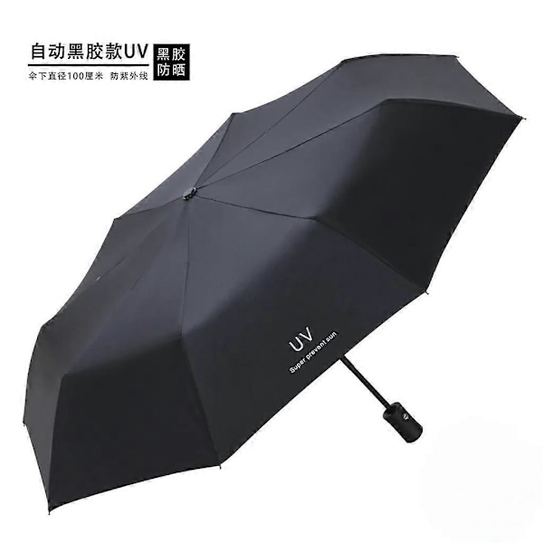 Moderigtig Bærbar Foldbar Automatisk Paraply Anti UV Regn Sol Paraply Vindtæt Kvinder Mænd Børn Parasol Paraply automatic black