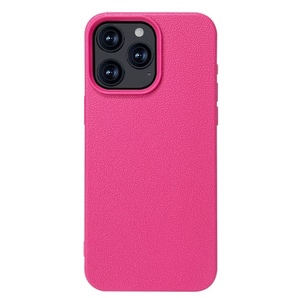 Fodral för iPhone 15 Pro 6.1 Imitationsläder - Drakfruktfärgad Texturerad PU-läder Pebbled