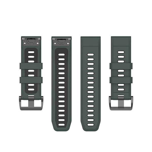 Mørkegrøn Sort Mørkegrøn Sort 26mm Tofarvet Silikone Jack Urrem kompatibel med Garmin Fenix 7x