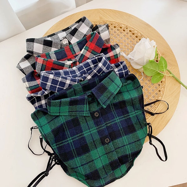 Dame falsk krage Avtakbar halv Plaid Vinter Business All- dark blue