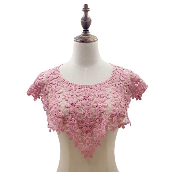 Dame falsk krave Aftagelig halv Shawl Vest Mælkesilke Broderi Rose Red Rose Red