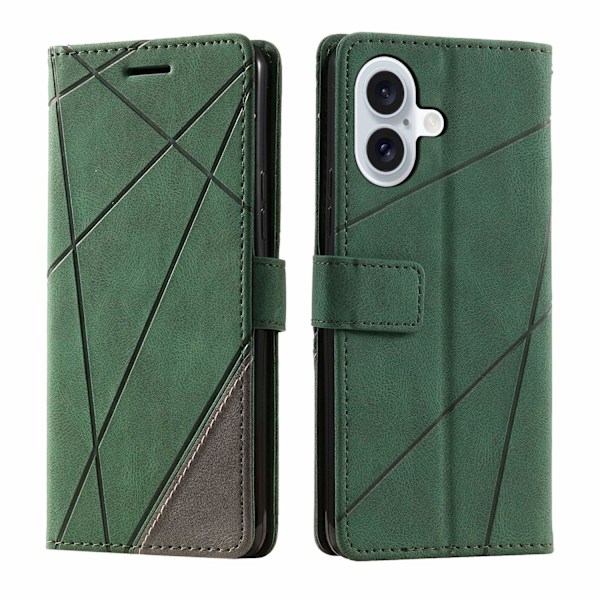 Etui til iPhone 15 Pro Max 6.7 grøn Mixed Media business Wallet med kortholder Flip På lager
