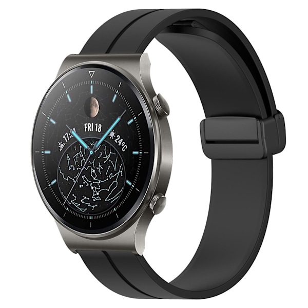 Svart Svart Silikon Armbandsur Kompatibelt med Huawei Gt2 Pro