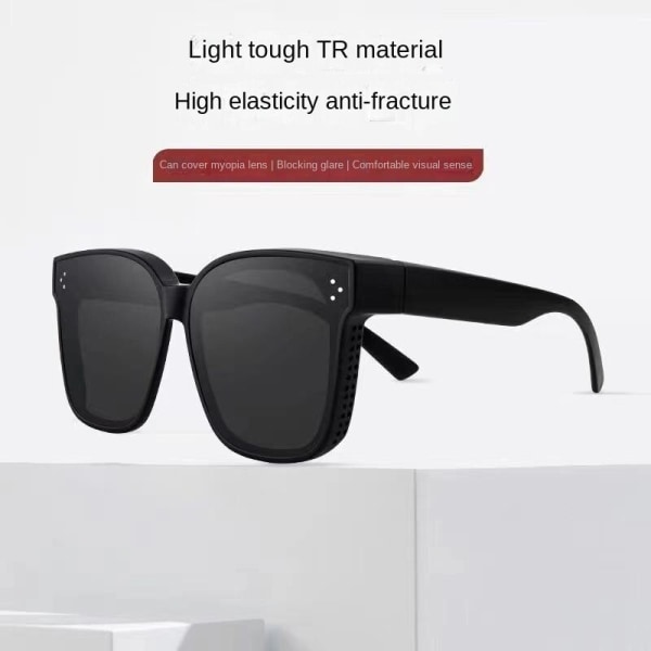 Set med glasögon Solglasögon Polariserade solglasögon kan cover närsynthet Glasögon Fashionabla solglasögon Sommarsolskydd Smal Lång utseende Sand Green frame [polarizer]]