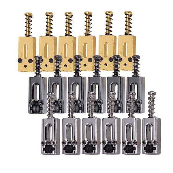 6 stk. Roller Saddle Bridge Strengesadler for Elektrisk Gitar Gull