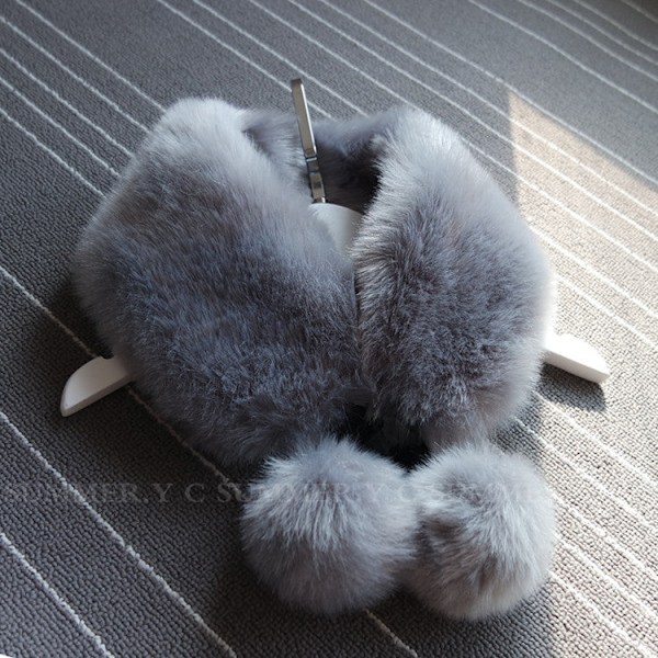 Naisten tekoviulus Irrotettava puoli Naisten talvi plus Tianhou Light gray 56CM