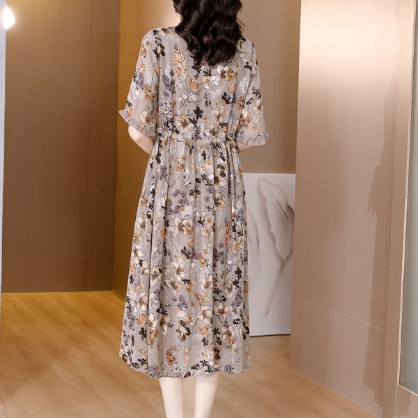 Klänning med printed midiklänning med spets för kvinnor Picture color 3XL 63 00 kg-67 50 kg