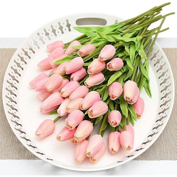 10 stk. Kunstige Blomster Real Touch Mini PU Tulipaner Bukett Falske Tulipaner Blomsterarrangement Kunstige Planter for Bryllupsdekorasjon Rom Hjem Hotell