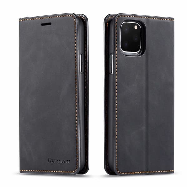 Etui til iPhone 13 Pro Max sort Wallet med kortholder Retro Flip