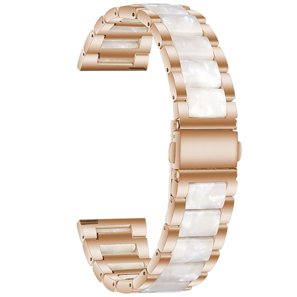 Ruusukullanvärinen valkoinen ruusukullanvärinen metallinen kolmen helmen + hartsihihna, yhteensopiva Huawei Watch Gt 3 42mm / Watch Gt 2 42mm kanssa