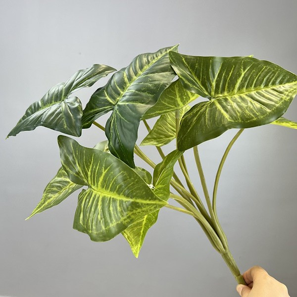Kunstige Taro Blader for Hageanlegg, Hjemmeinnredning, Fake Planter, Bonsai, Dryppende Guanyin, Monstera Simulering Large 10 green ergot green