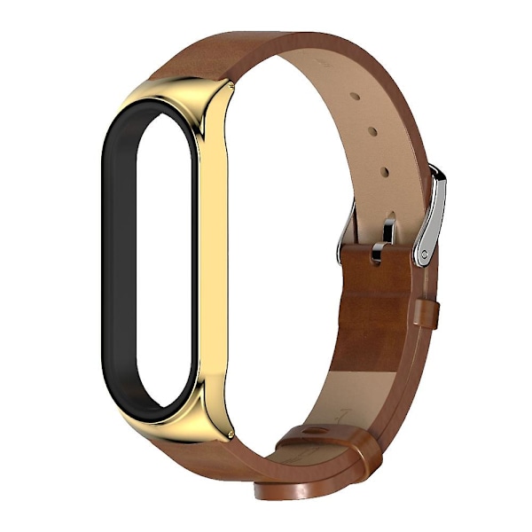 Brun   Guld Brun   Guld kompatibel med Xiaomi Mi Band 6 / 5 / 4 / 3 Läderarmband