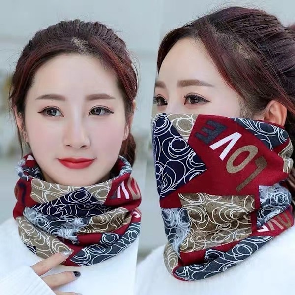 Dame falsk krage Avtakbar halv Varmt skjerf Maske Pullover S Block dark red happy [2]]