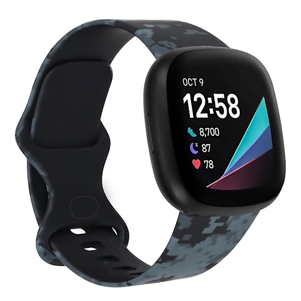 H H kompatibel med Fitbit Versa 3 Tryckt Klockarmband, Storlek:l