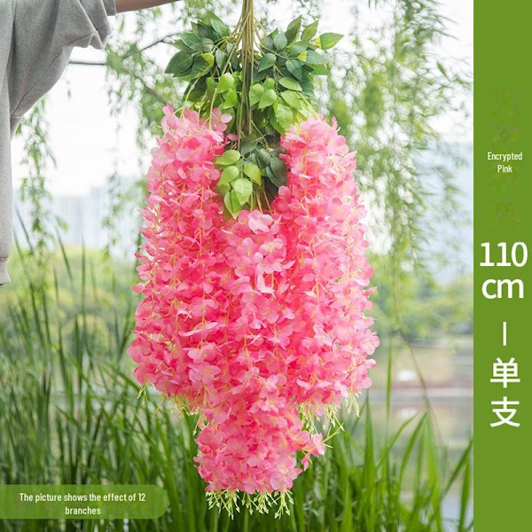 Keinotekoinen riippuva wisteria-rottinkikoriste - Salattu kukkaköynnös kauppakeskuksiin Matches the image 110cm