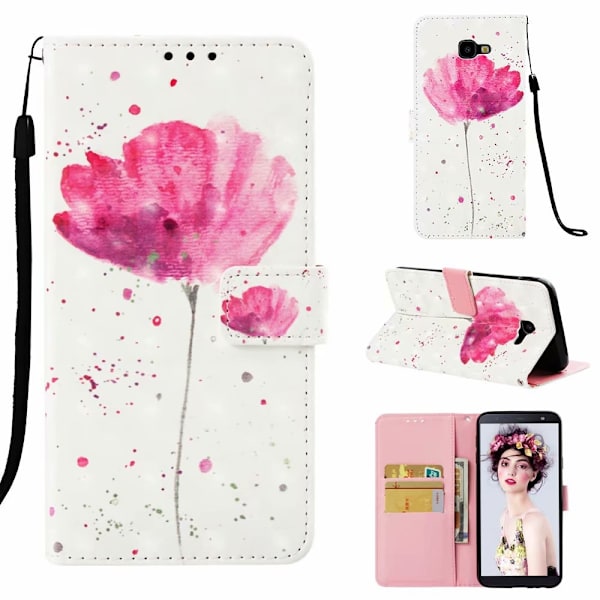 Etui til iPhone 16 Plus En blomst Tegneserie malet pung med kortholder Flip