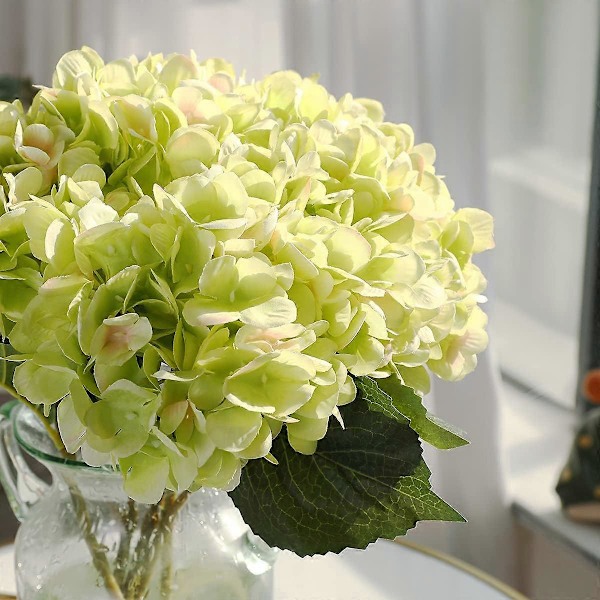 5 KPL Keinotekoisia Hortensia Silkkikukkia Yksittäinen Varsi Tekohortensia Kimppuja Juhliin Häihin Pöytäkoristeisiin Kodin Sisustukseen (Sininen) Green