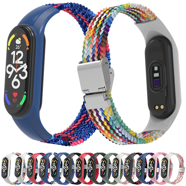 Värikäs Nylonpunosranneke yhteensopiva Xiaomi Mi Band 7:n kanssa