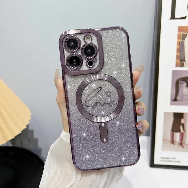 Kotelo iPhone 16 E Glitter Magnetic Dark Purple Noz35506