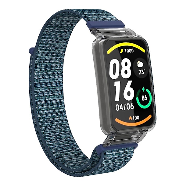 Mørk Grå PC-deksel + Nylon Loop Stropp kompatibel med Xiaomi Mi Band 7 Pro