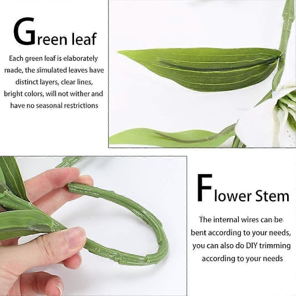 4 stk. Kunstige Liljeblomster Planter Falske Blomsterarrangement Silke Bryllup Brudebuketter Hvite Hjem Kjøkken Spisebord Midtstykker