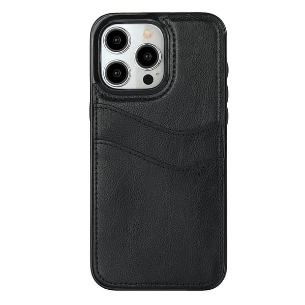 Fodral för iPhone 15 svart Plånbok med Korthållare Läderfodral