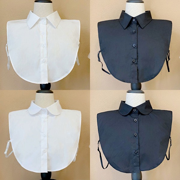 Naisten tekoviulus irrotettava puolipaita koristeellinen korealainen St Chiffon pointed collar black