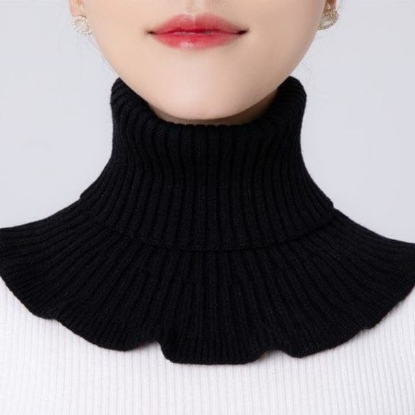 Falsk krage for kvinner, høst og vinter, varm cervikal støtte One black [soft and skin-friendly]]