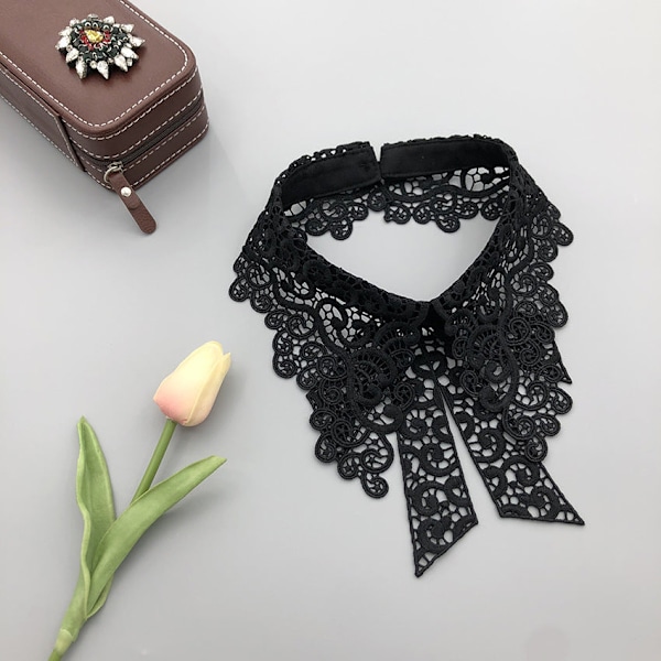 Dame falsk krage Avtakbar halv Vannløselig Broderi D ZM20220506 Black * ZM20220506
