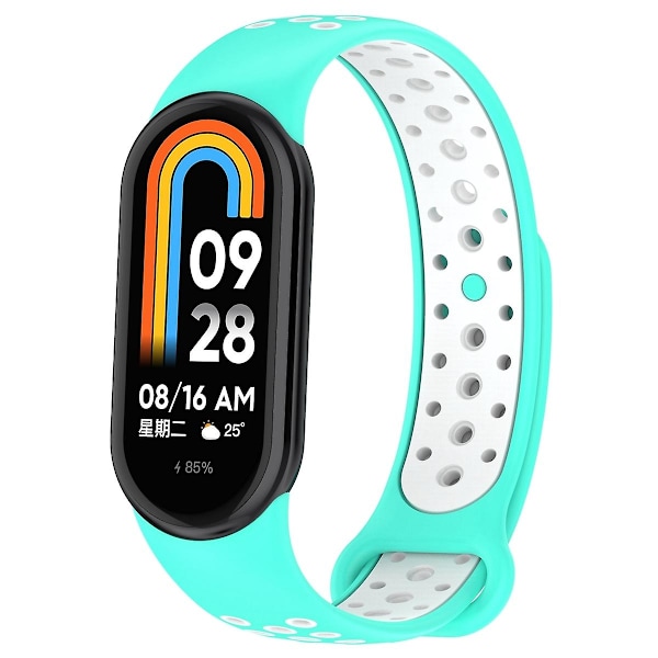Cyan Vit Cyan Vit Silikon Armband kompatibelt med Xiaomi Mi Band 8