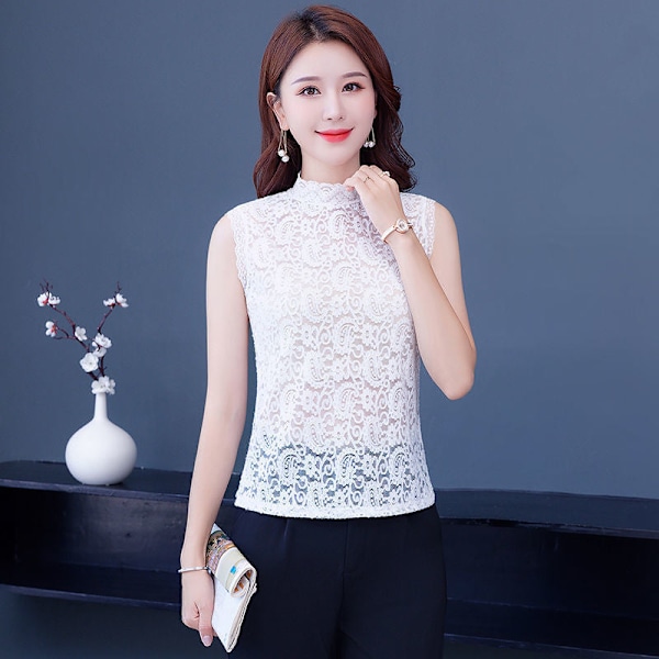 Dame falsk krave Efterår Blonde Camisole Undertøj Beau Trendy Paisley white【 26082]] L55-67kg