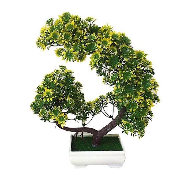 Kunstig Blomst Furuplante Bonsai Hage DIY Feriefest Hjem Skrivebordsdekor Green Yellow