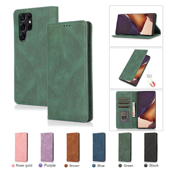 Etui til iPhone 16plus grønn magnetisk lommebok med kortholder, flip, myk overflate