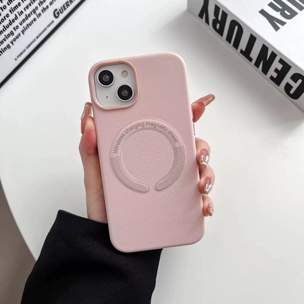 Etui til iPhone 15 Sand pink Magnetisk læder business Simpel