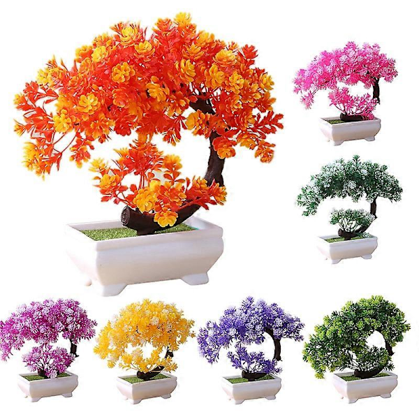 Simuleret Falsk Potteplante Bonsai Træ Kunstig Plante Skrivebords Ornament Boligindretning White-Green