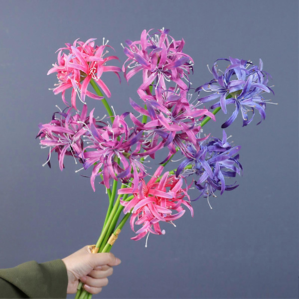 2 st Konstgjorda Röda Spindel Liljor Realistiska Falska Sidenblommor Bröllop på Pink