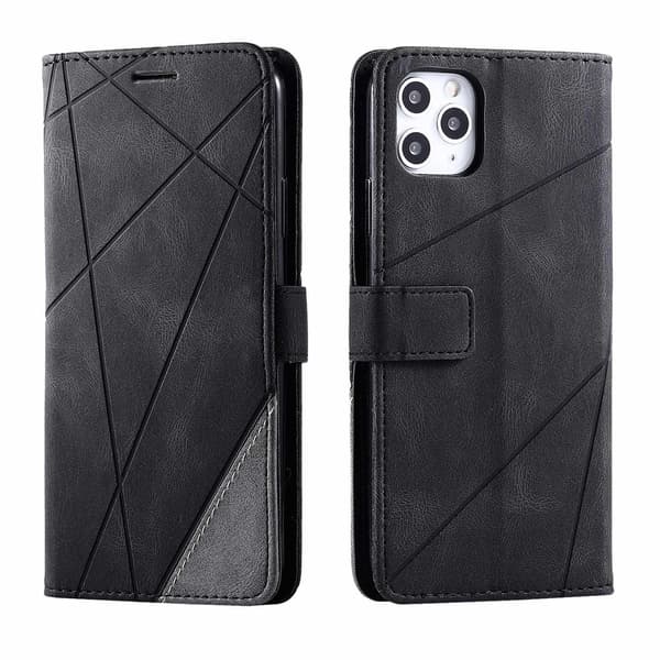 Etui til iPhone 14promax sort Soft-Touch Mixed Media Wallet med kortholder Flip Magnetisk