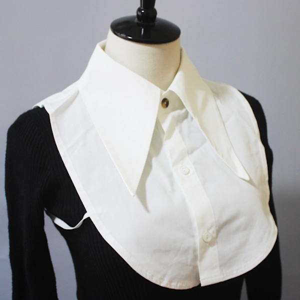Dame falsk krage Avtakbar halv Business Dress Bomull Lang White